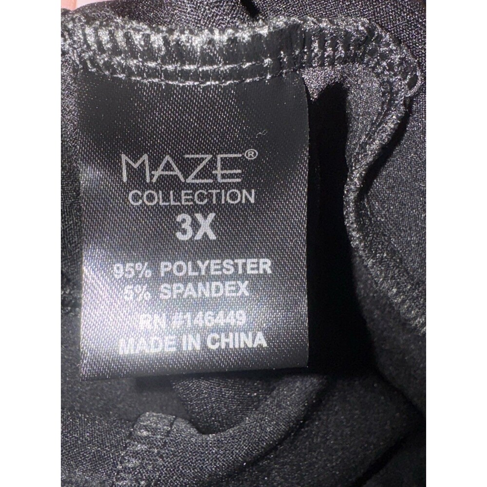 Maze Collection Women's Solid Knit Pencil Skirt Black Stretch Slit Plus 3X - Picture 5 of 6